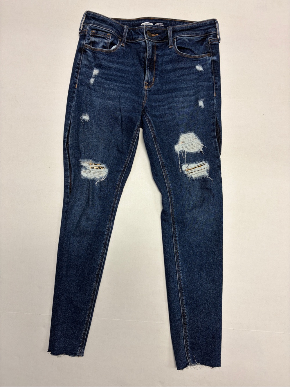 Old Navy Women’s Skinny Jeans Distressed Indigo Denim Stretch Casual Trendy